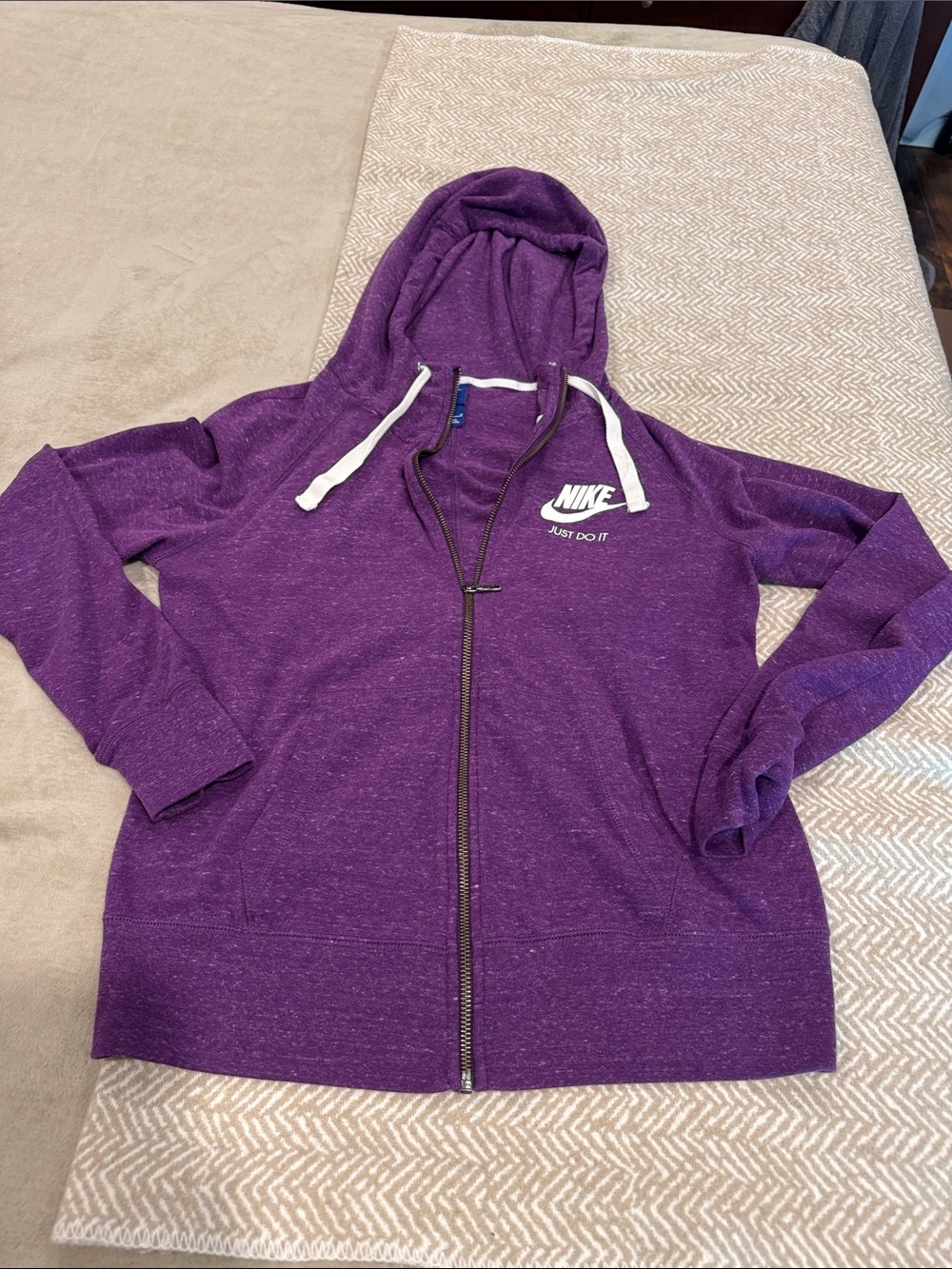 Nike Purple Full-Zip Hoodie with White Logo